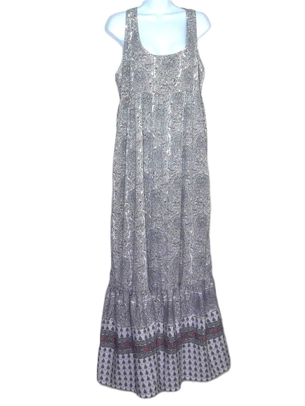 NWT World Market Maxi Dress Sleeveless Flowy Boho Ruffle Paisley Floral L / XL